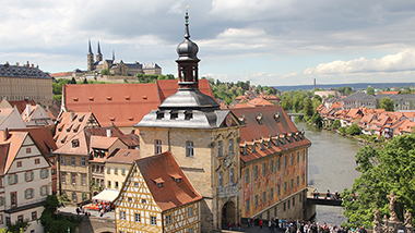Blick auf  das Alte Rathaus der Stadt Bamberg.